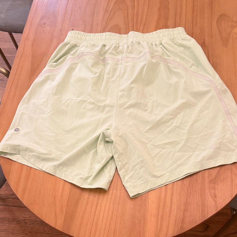 lululemon Pacebreaker Linerless 7” Light Green athletic shorts